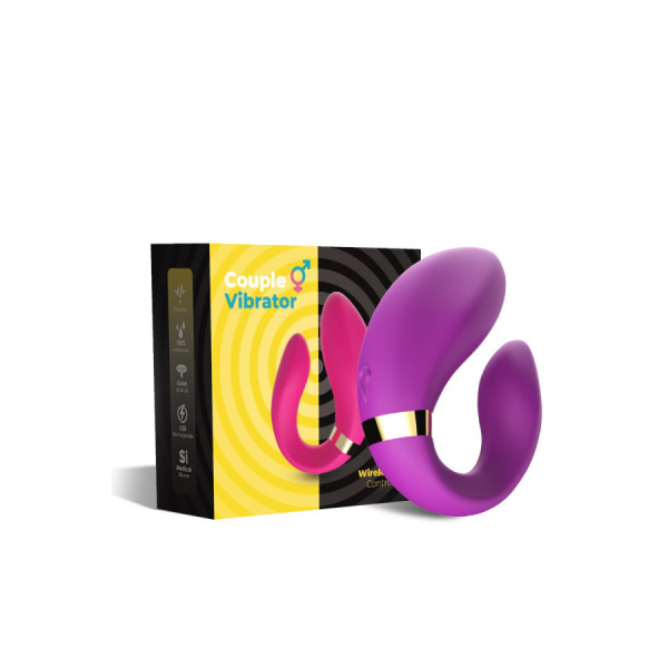 Vibromasseur forme U Violet pour couple avec double moteurs 